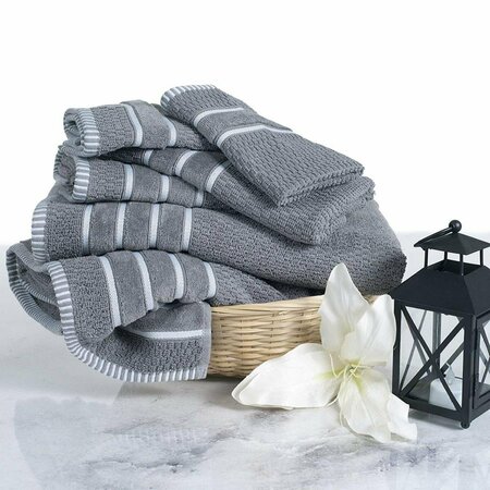 BEDFORD HOME Home 100 Percent Cotton Rice Weave 6 Piece Towel Set - Silver 67A-74230